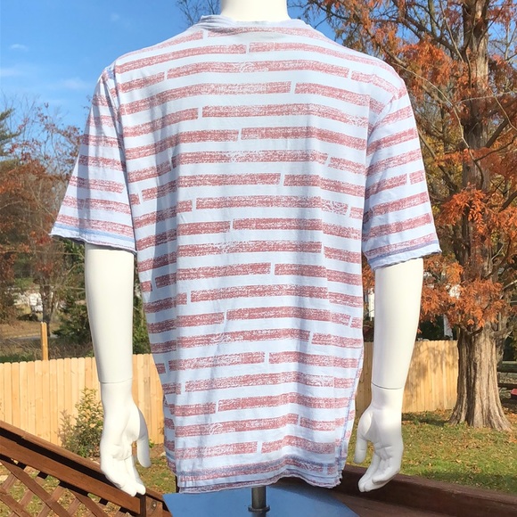 Hurley Mens Blue Red Striped T Shirt XXL 2XL Short Sleeve Surf Surfer Cotton - Picture 2 of 10